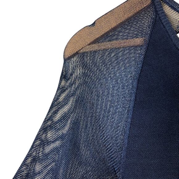 Miss Sixty Bodycon Mini Dress Long Mesh Sleeves Navy Size Small - Picture 3 of 7